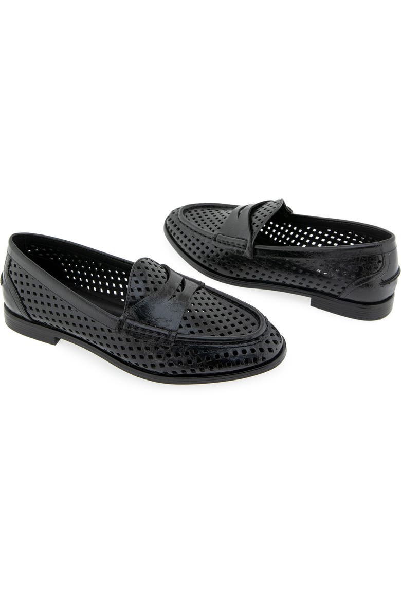 Reaction Kenneth Cole Zoila Perforated Loafer, Alternate, color, Black Crinkle