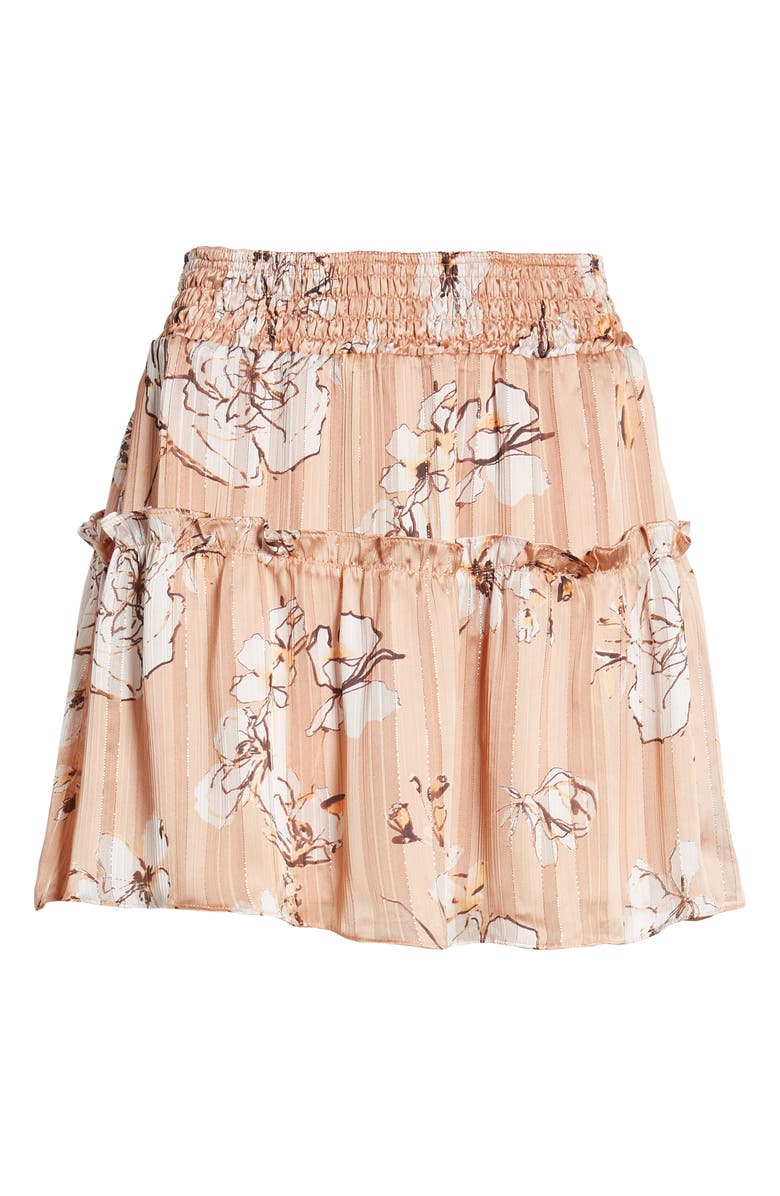 4SI3NNA Smocked Floral Miniskirt, Alternate, color, Mauve Floral