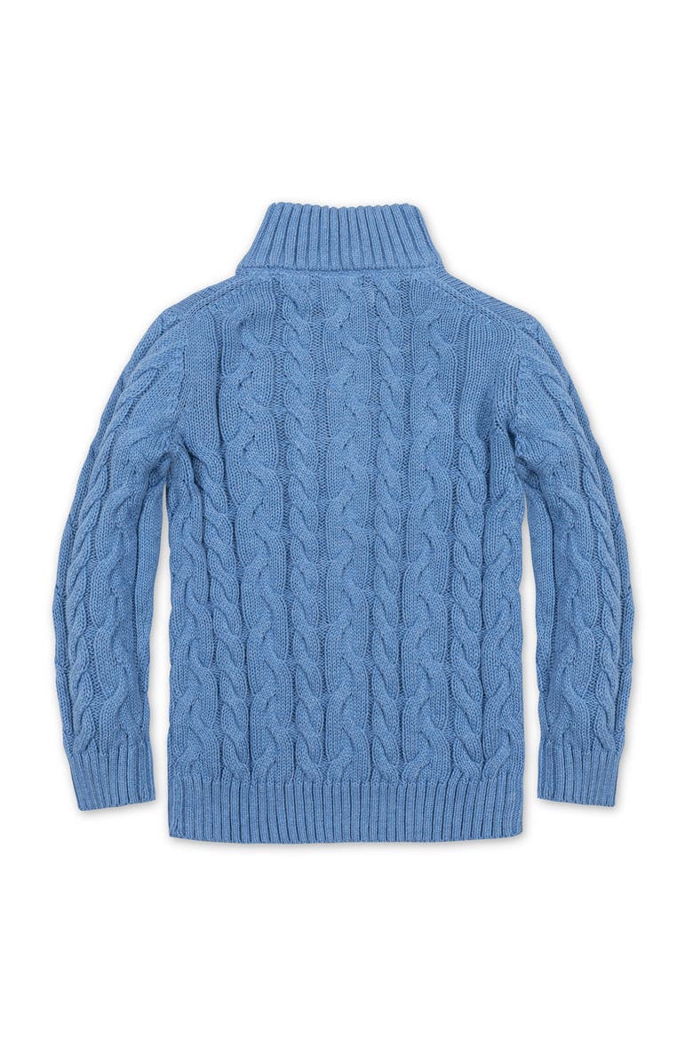 Kids' Organic Mock Neck Cable Sweater, Alternate, color, Medium Blue Heather Cable