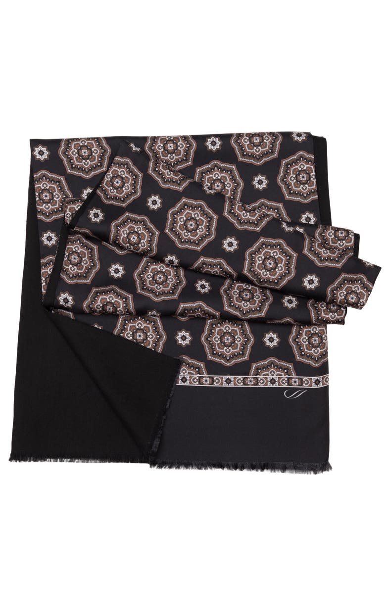 Elizabetta Jove - Wool Backed Silk Scarf for Men, Main, color, Black And Brown
