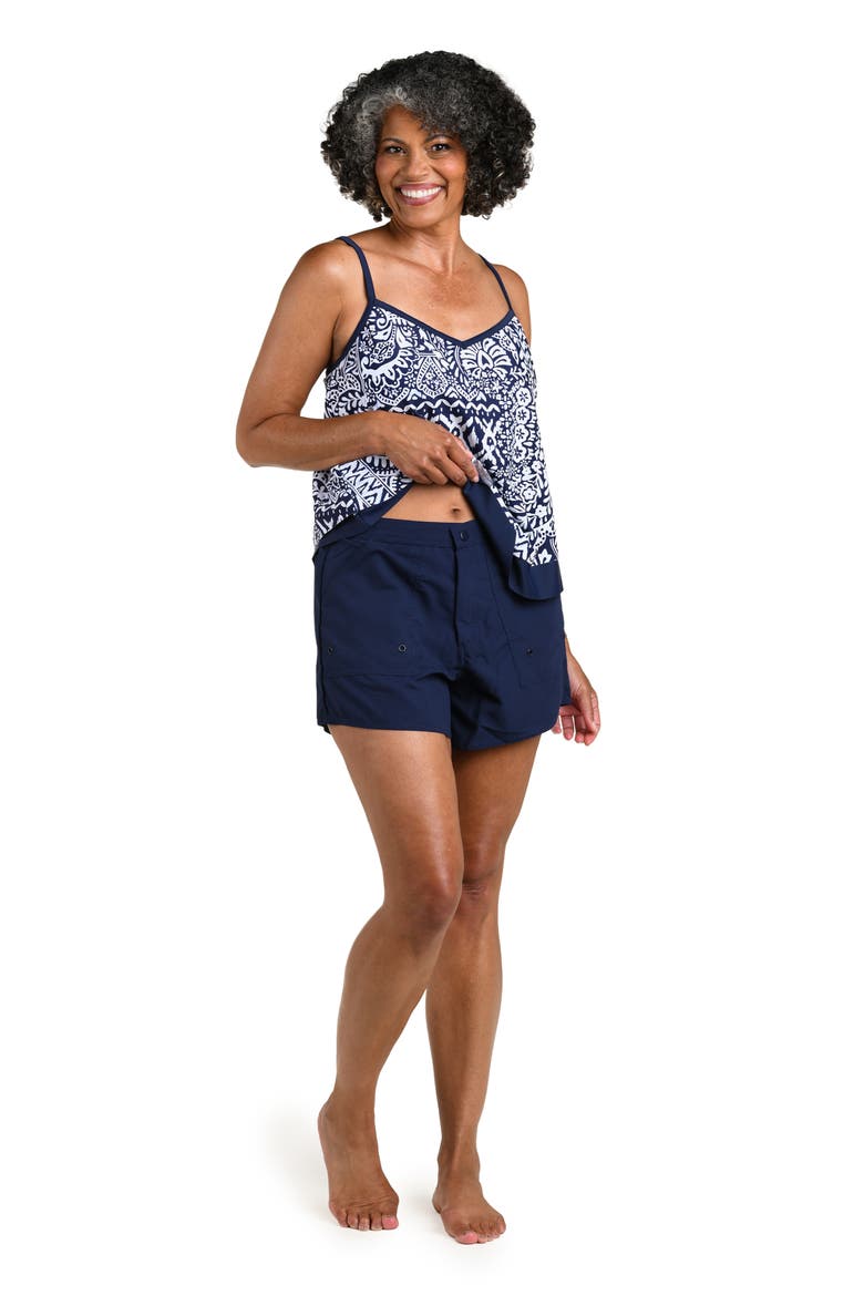 Bohemia Flutter Tankini Swim Top, Alternate, color, INDIGO