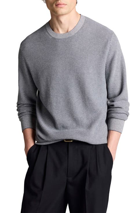 Geometric Jacquard Wool & Cotton Blend Crewneck Sweater