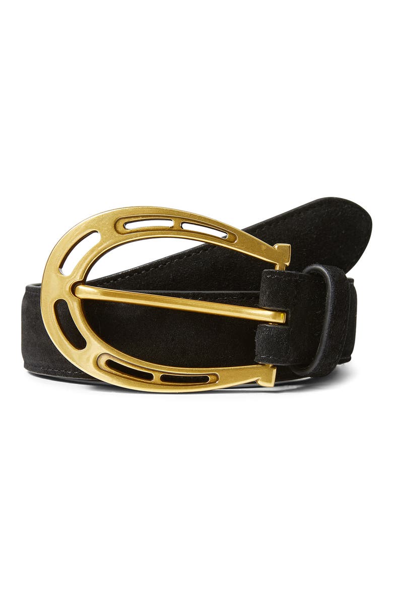 Suede Horseshoe Belt, Alternate, color, BLACK