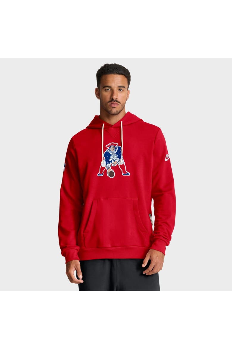 Men's Nike Red New England Patriots  Sideline Offensive Set Play Performance Pullover Hoodie, Main, color, Red