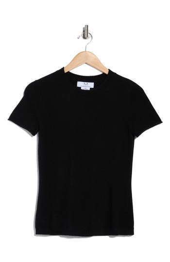 Magaschoni Cashmere Crewneck Short Sleeve Sweater In Black