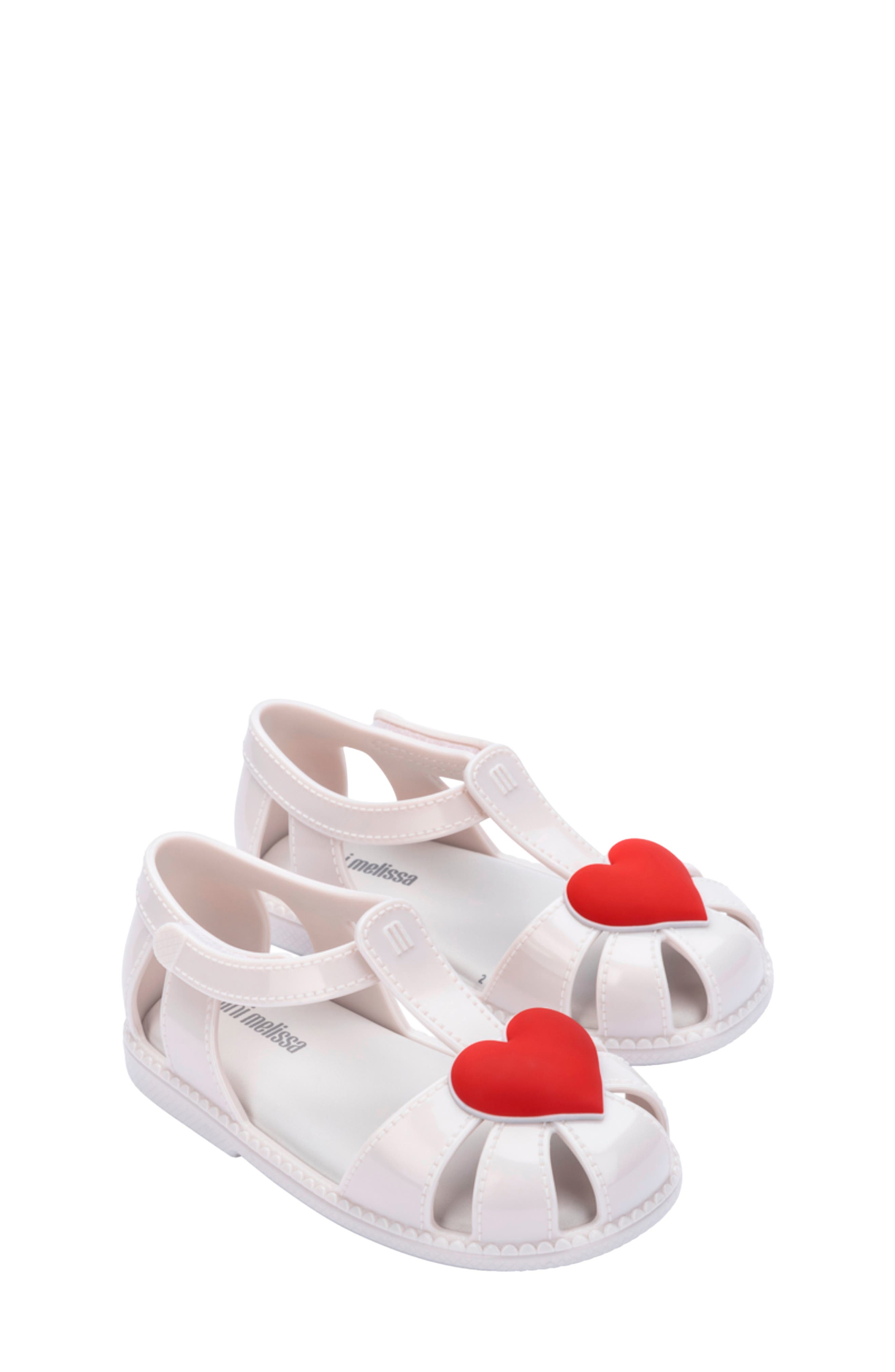 Mini Melissa Kids' Hip Heart Sandal, Main, color, White Metallic
