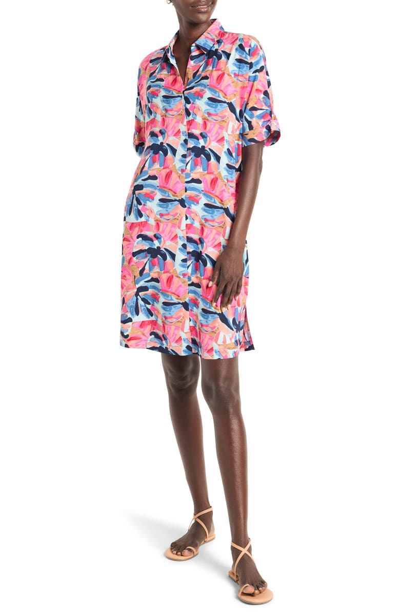 NIC+ZOE Firework Foliage Polished Devo Shirtdress, Main, color, 