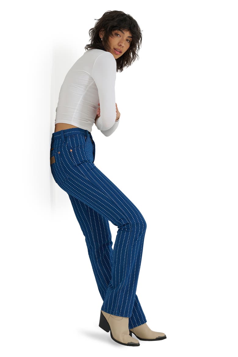 Wrancher Star Pinstripe Mid Rise Bootcut Jeans, Alternate, color, PIN STAR