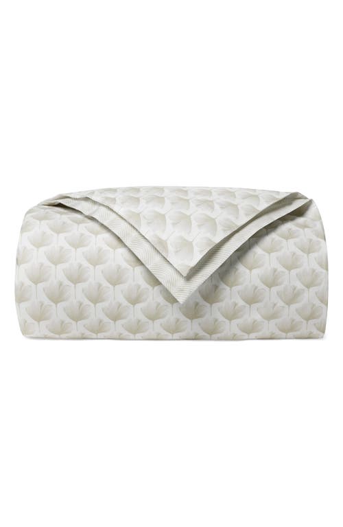 Sferra Edna Reversible Cotton Duvet Cover In White/beige
