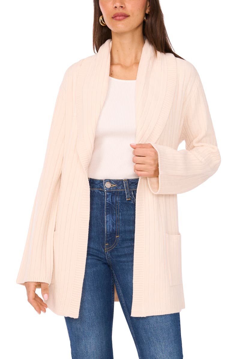 Vince Camuto Shawl Collar Belted Cardigan, Alternate, color, White Swan