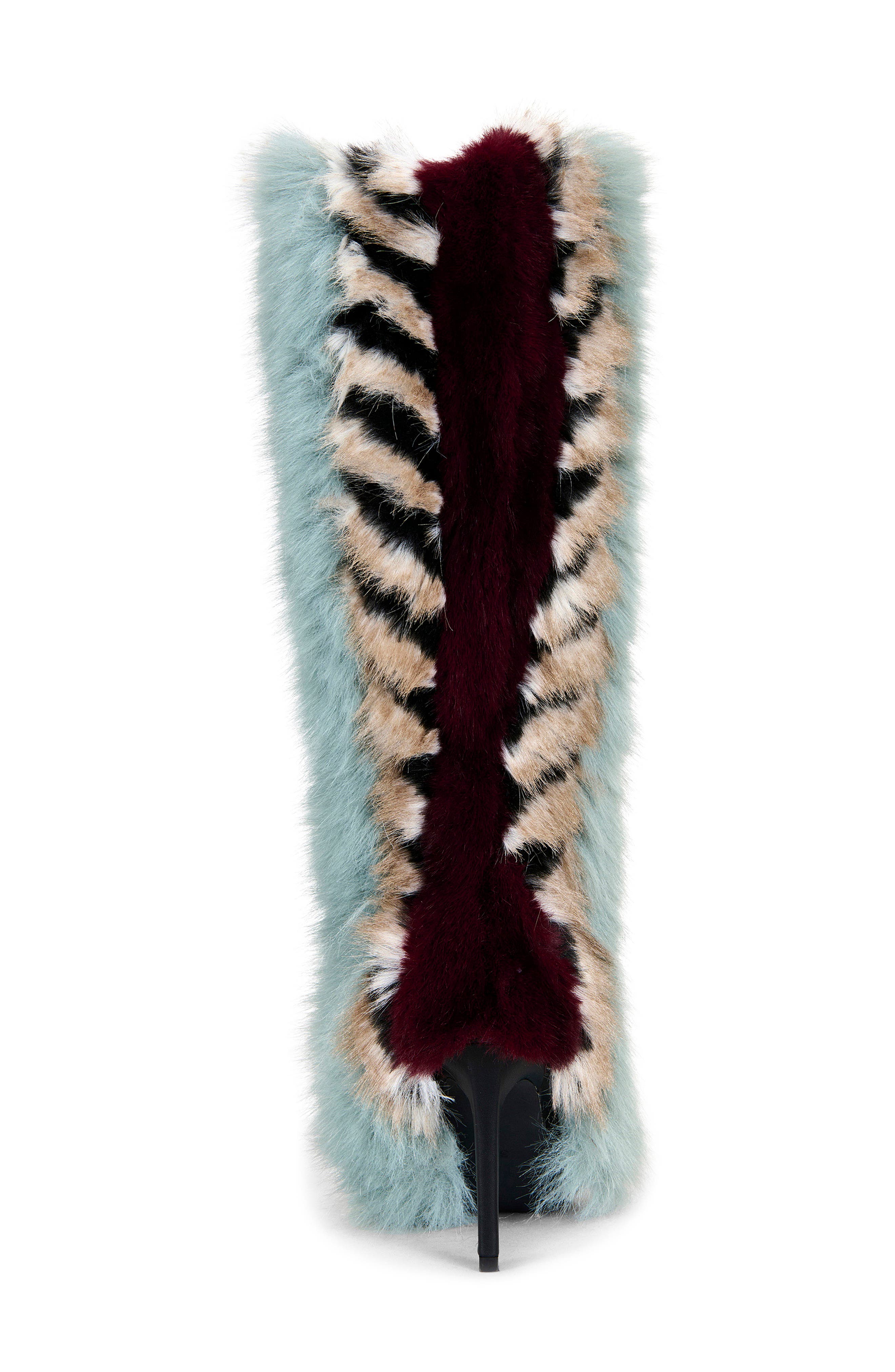 AZALEA WANG Upsella Multi Faux Fur Stiletto Boot, Alternate, color, Blue Multi