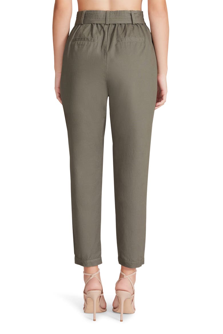 Tie Waist Cotton Ankle Pants, Alternate, color, SURPLUS GREEN