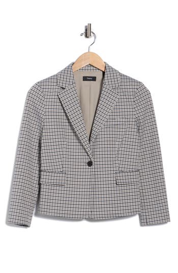 Theory Micro Houndstooth Blazer In Gray