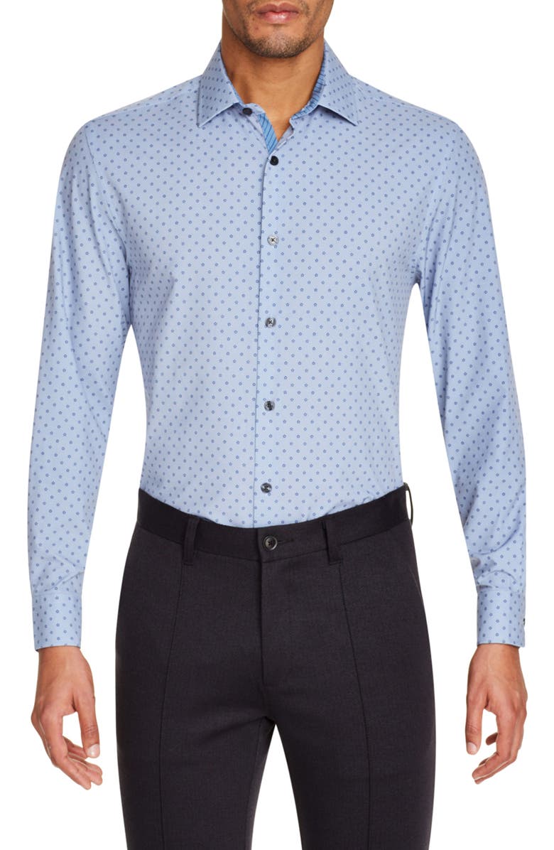 W.R.K Trim Fit Performance Stretch Floral Dress Shirt, Main, color, 