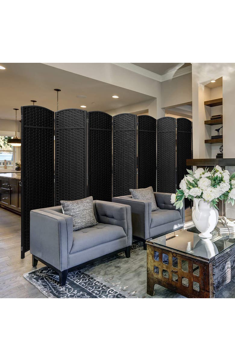 SORBUS 8-Panel Room Divider, Alternate, color, Black