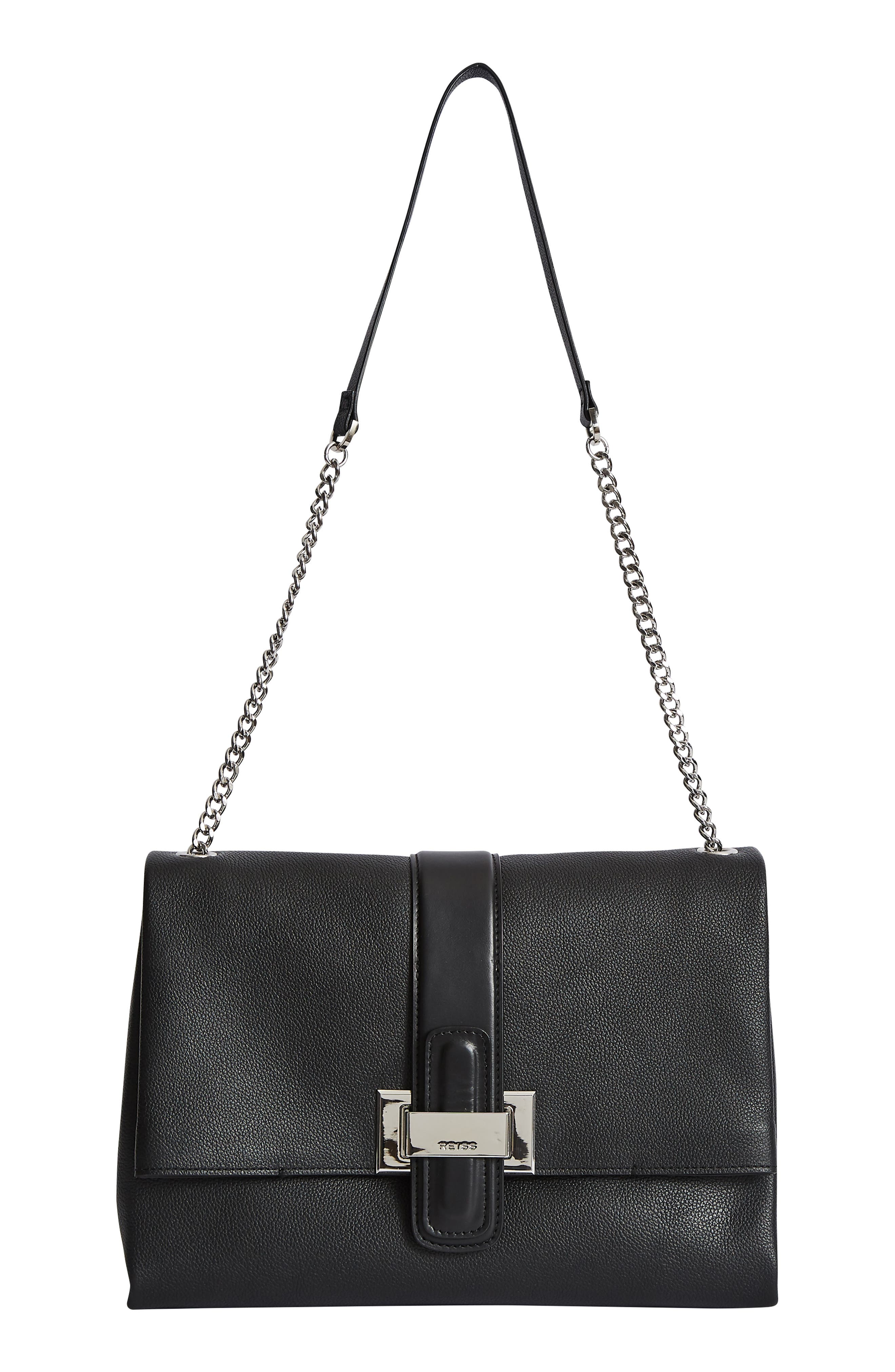 Reiss Maya Leather Shoulder Bag, Main, color, 