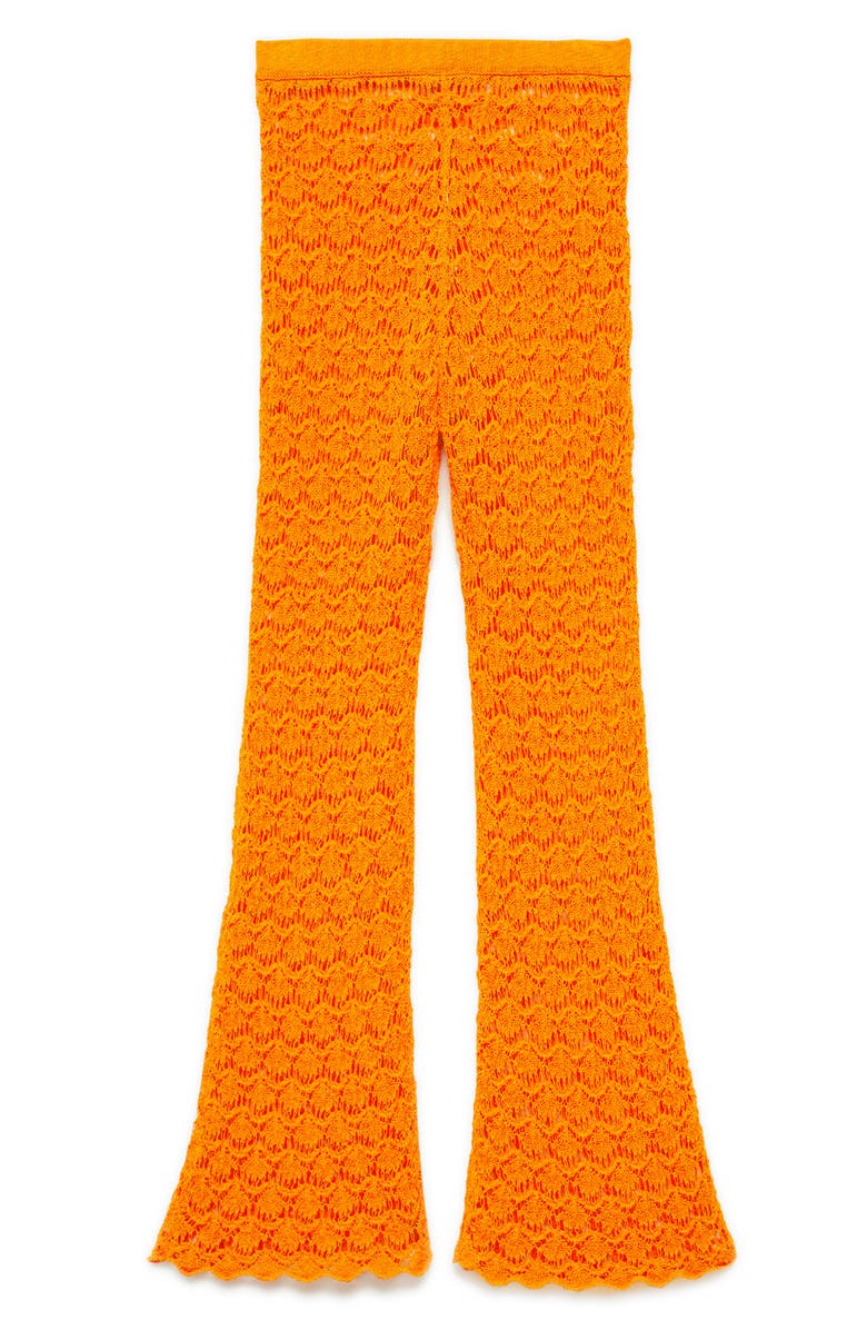 MANGO Open Stitch Flare Cover-Up Pants, Alternate, color, Orange