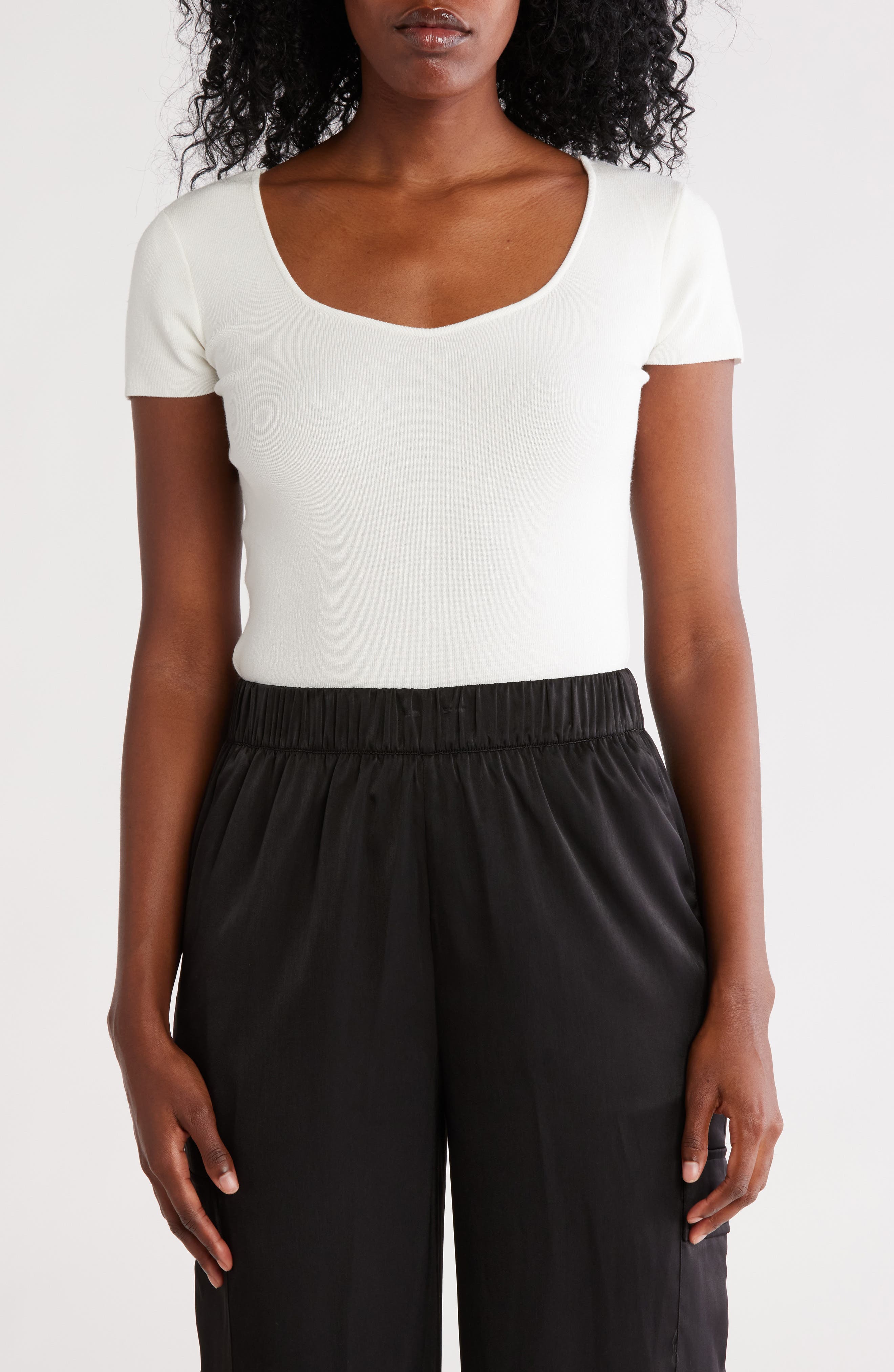 Elie Tahari Sweetheart Ribbed T-Shirt