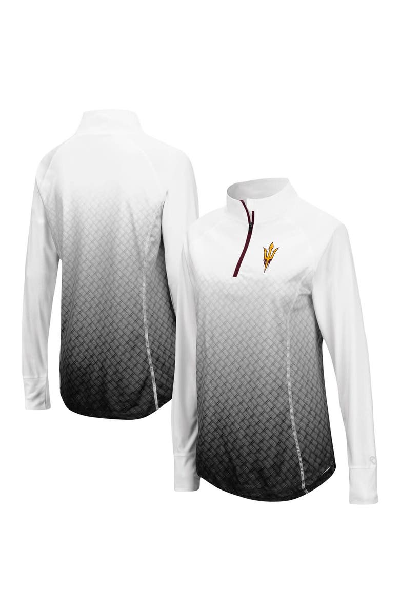 COLOSSEUM Women's Colosseum White/Black Arizona State Sun Devils Magic Ombre Lightweight Fitted Quarter-Zip Long Sleeve Top, Main, color, 