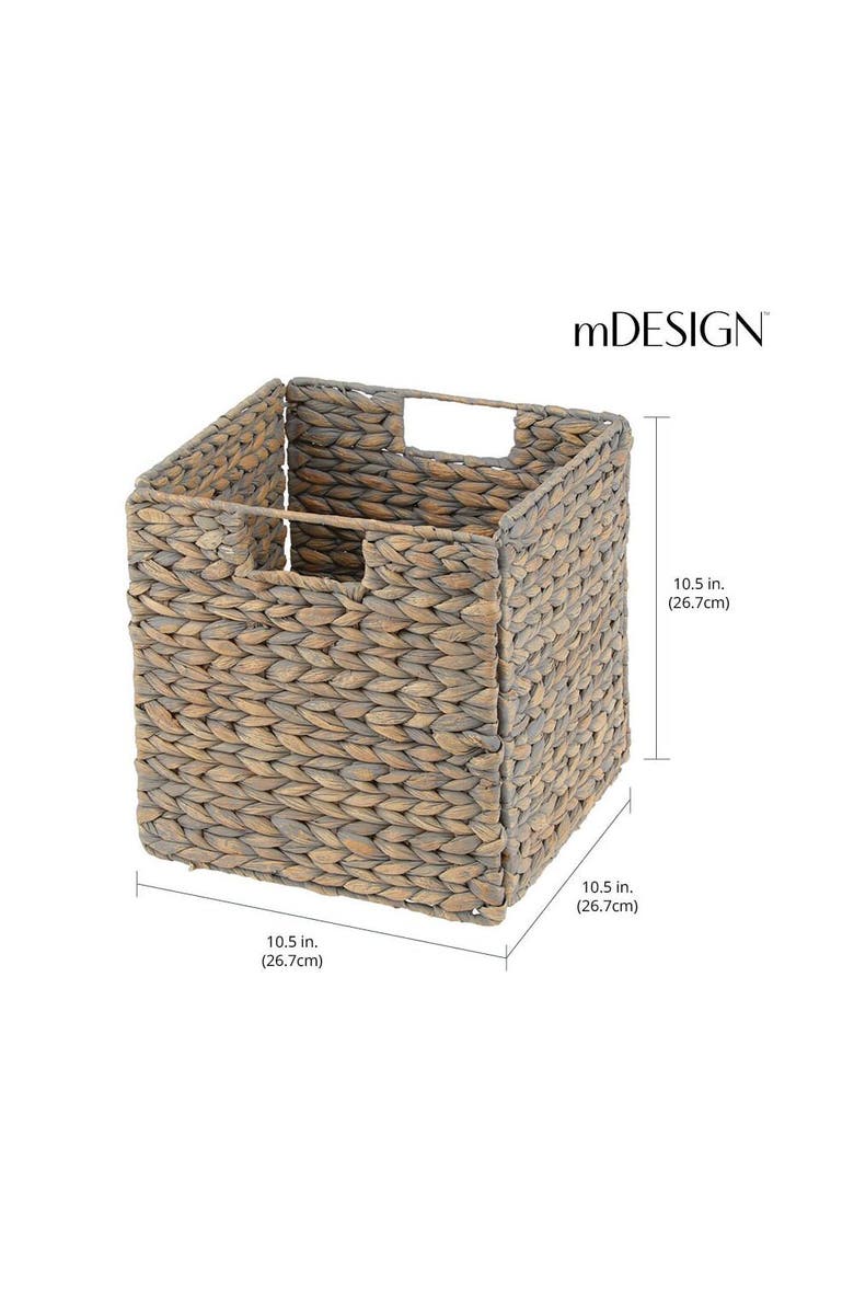 mDesign Hyacinth Woven Cube Bin Basket Organizer, Alternate, color, Gray Wash