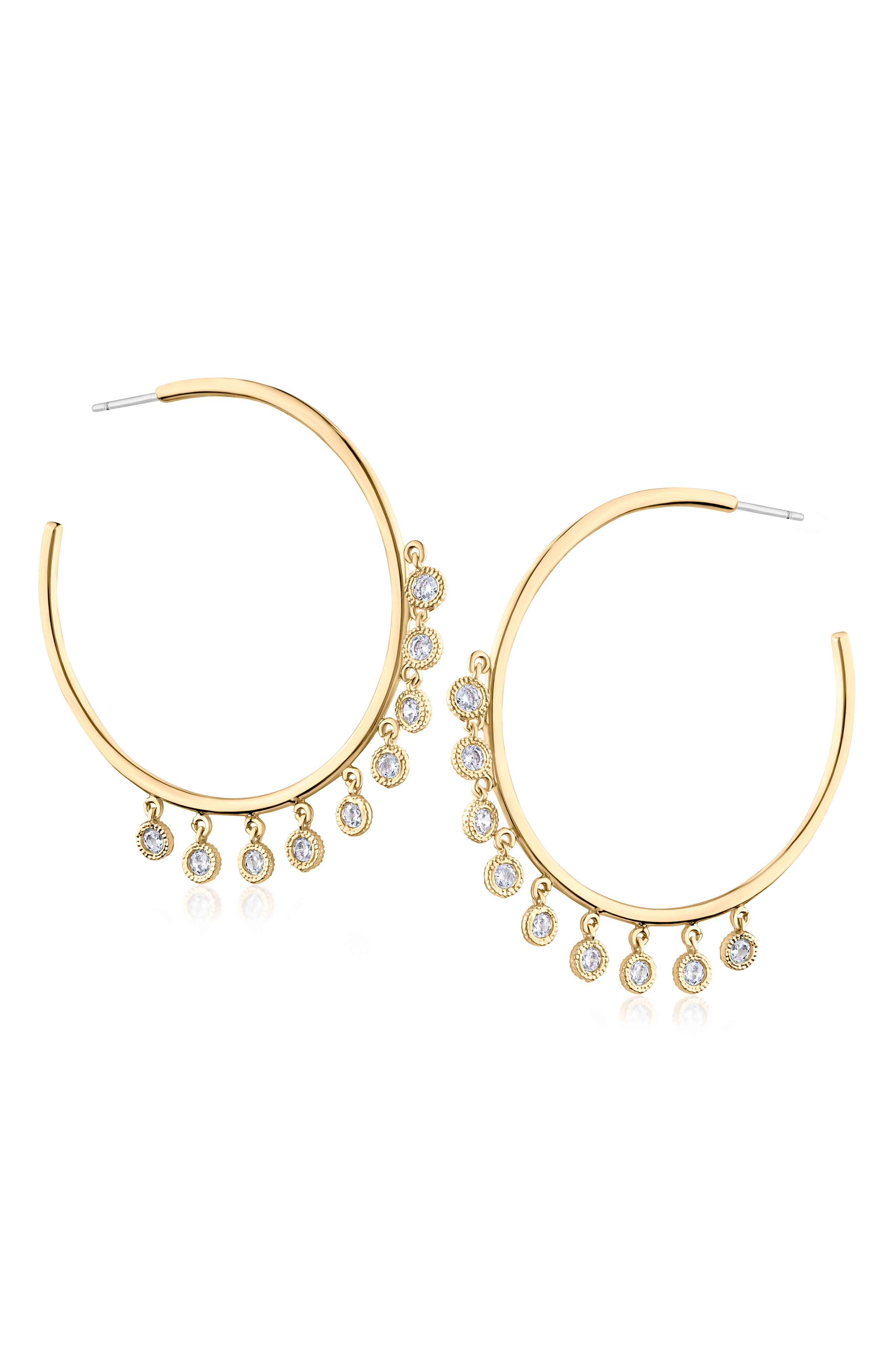 2.5ct. Cubic Zirconia Hanging Bezel Hoop Earrings
