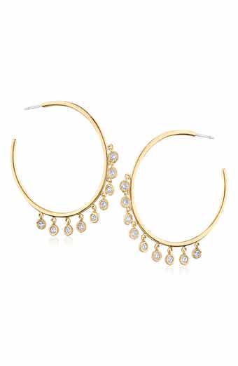 2.5ct. Cubic Zirconia Hanging Bezel Hoop Earrings