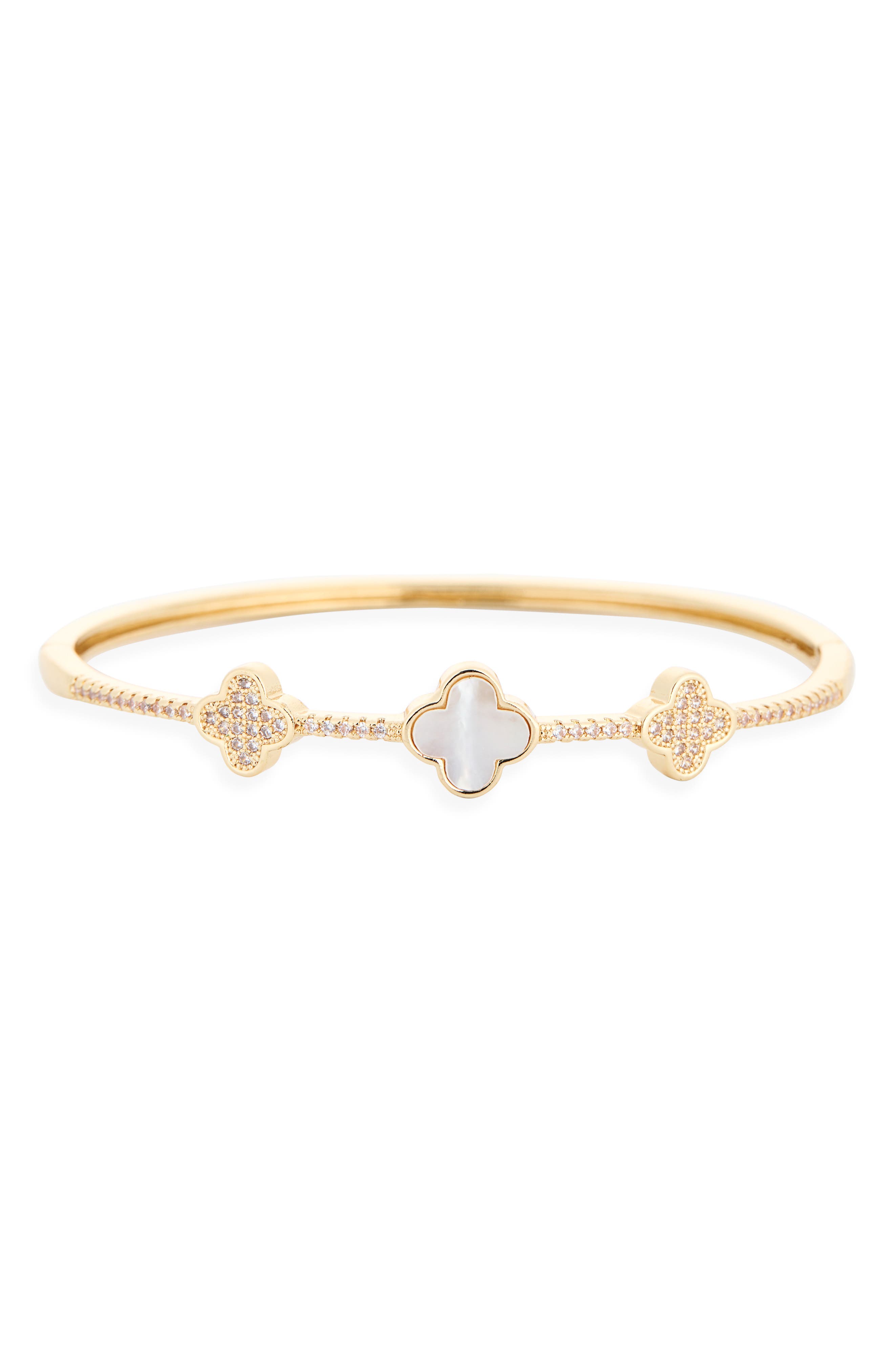 Crystal Clover Bangle Bracelet