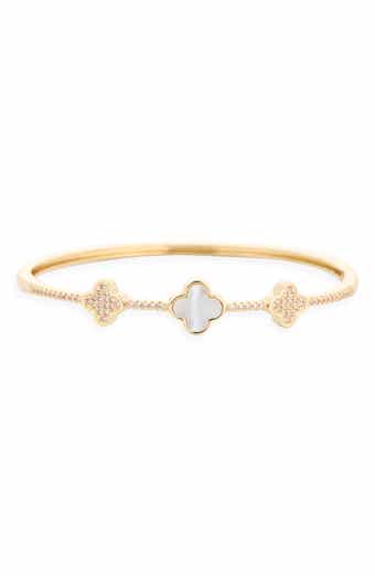 Crystal Clover Bangle Bracelet