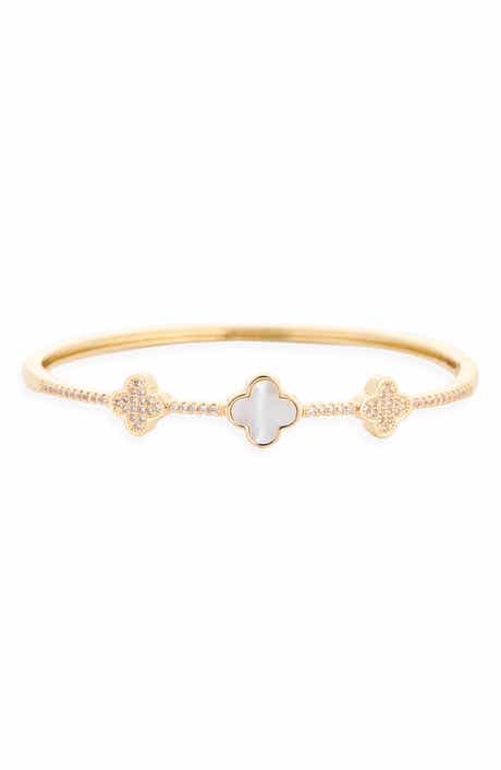 Crystal Clover Bangle Bracelet