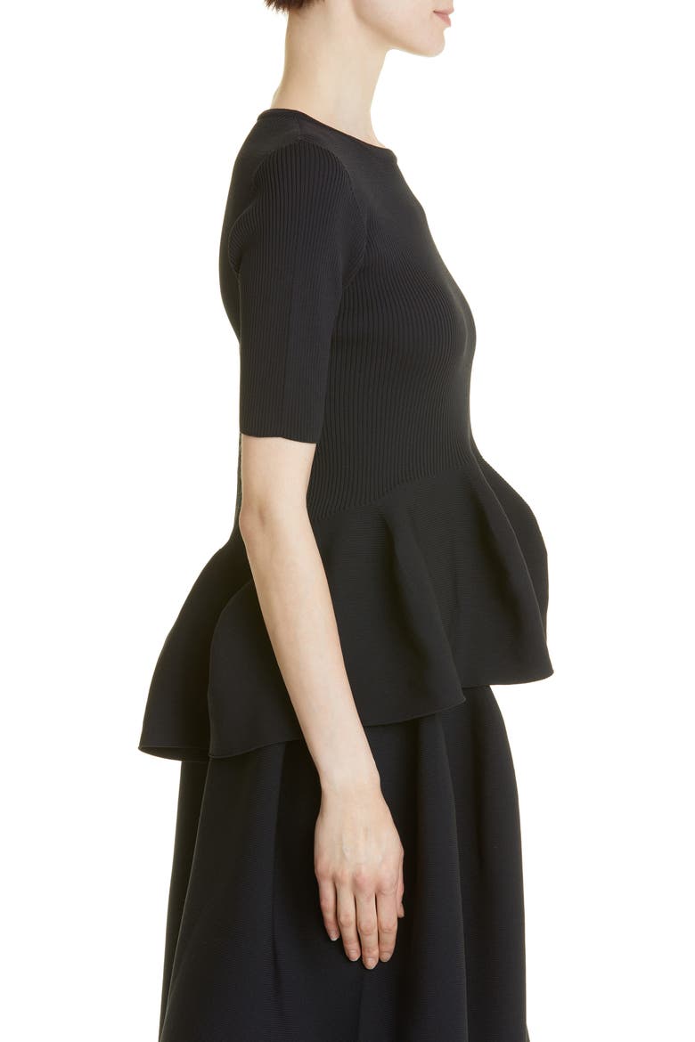 Pottery 8 Peplum Rib Top, Alternate, color, BLACK