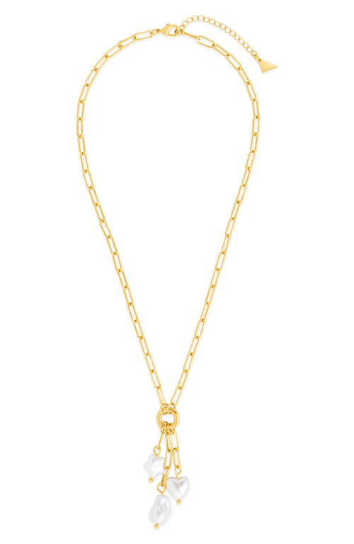Sterling Forever Sabrina Mixed Pearl Charm Necklace In Gold