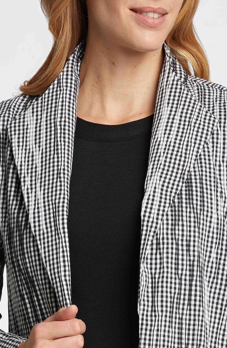Foxcroft Alana Crinkle Cotton Blend Gingham Jacket, Alternate, color, Black/ White