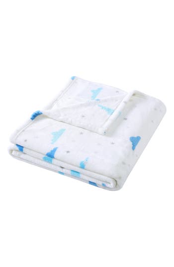 Poppy & Fritz Poppy And Fritz Cloud Flannel Brushed Fleece Throw Blanket In Blue