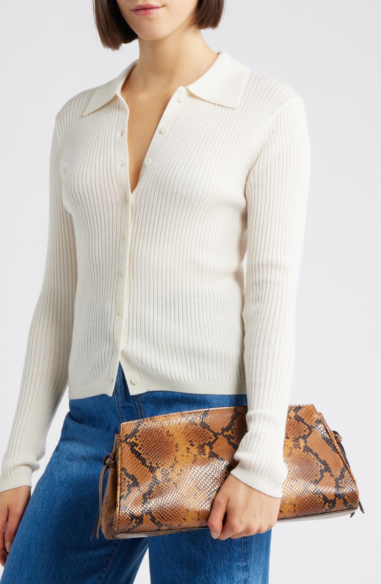 STAUD Maude Soft Leather Clutch, Alternate, color, Snake