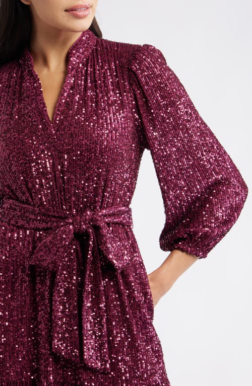 Eliza J Sequin Belted Dress In Purple