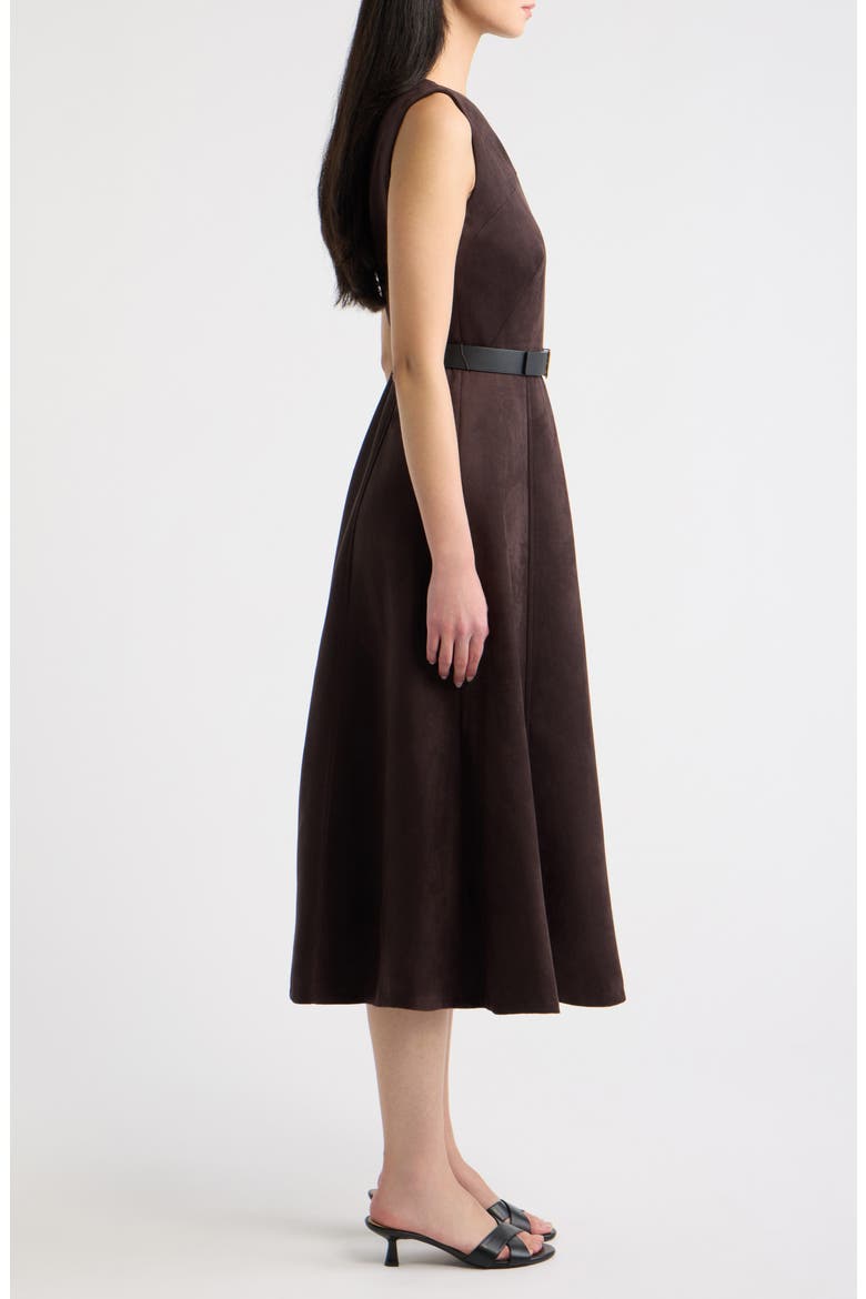 Folded Drape Neck Midi Dress, Alternate, color, DEEP MAHOGANY