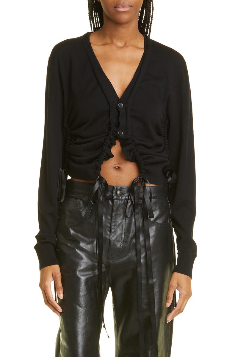 R13 Shirred Merino Wool Cardigan, Main, color, 