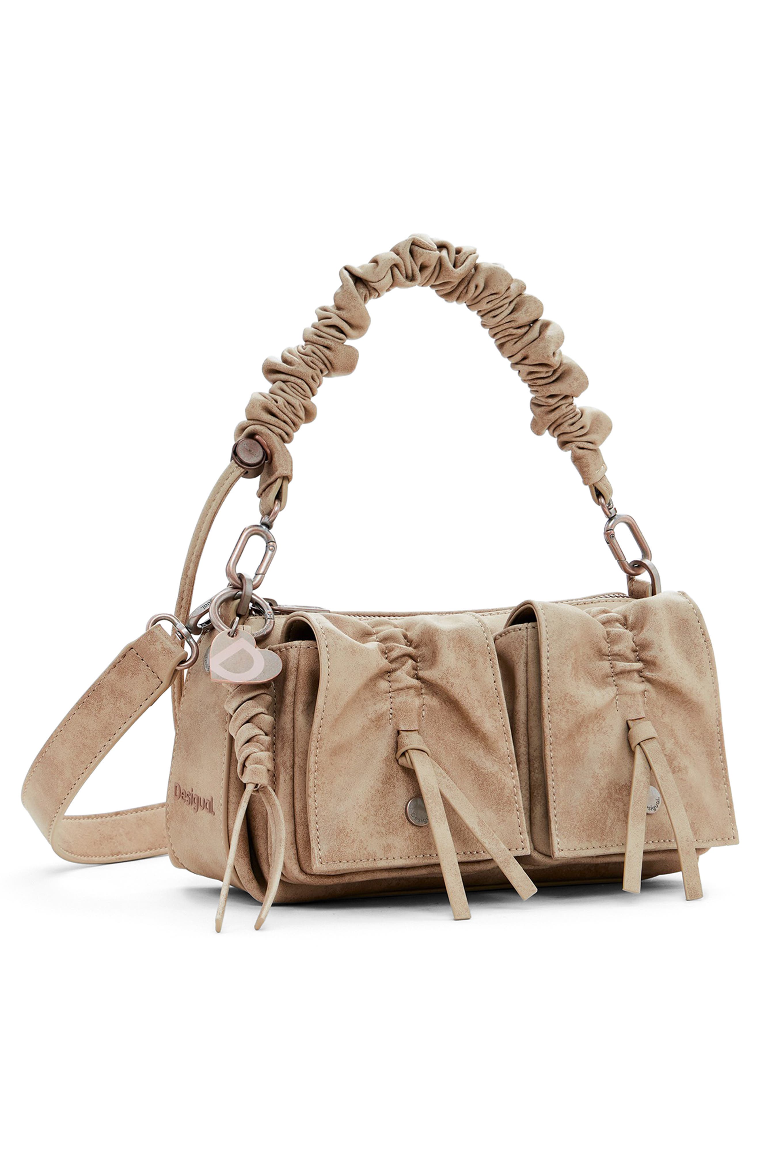 Desigual Faux Leather Shoulder Bag, Alternate, color, Light Beige