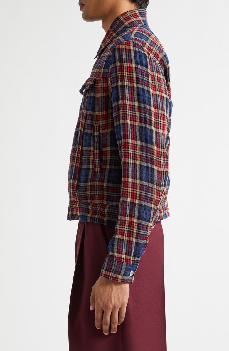 STOCKHOLM SURFBOARD CLUB Terrence Plaid Trucker Jacket, Alternate, color, Red Check