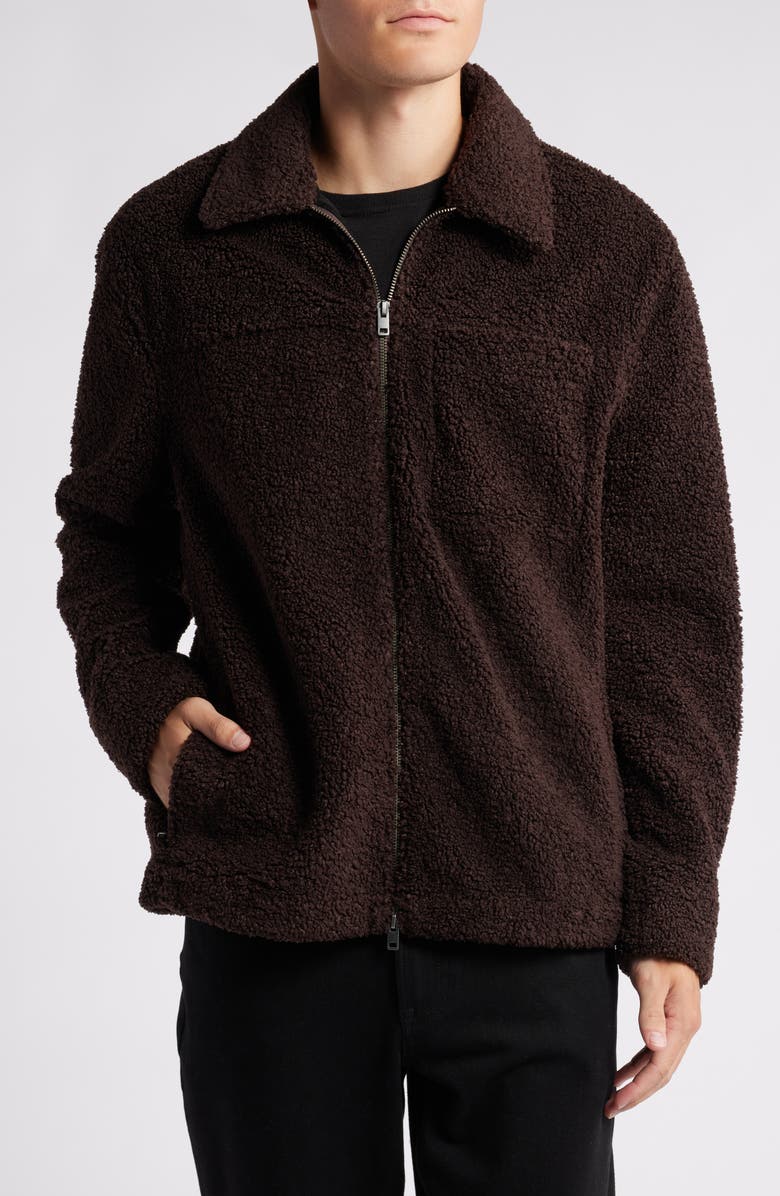 Vince High Pile Fleece Jacket, Alternate, color, Oxblood