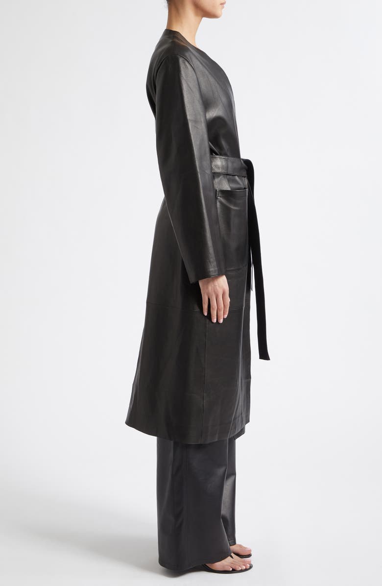NOUR HAMMOUR Ruelle Smooth Leather Coat, Alternate, color, Noir Classique