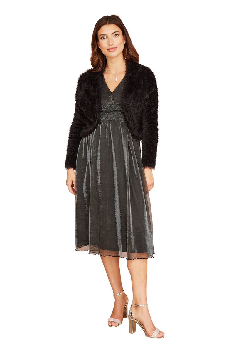 Yumi Eyelash Knit Bolero, Main, color, Black