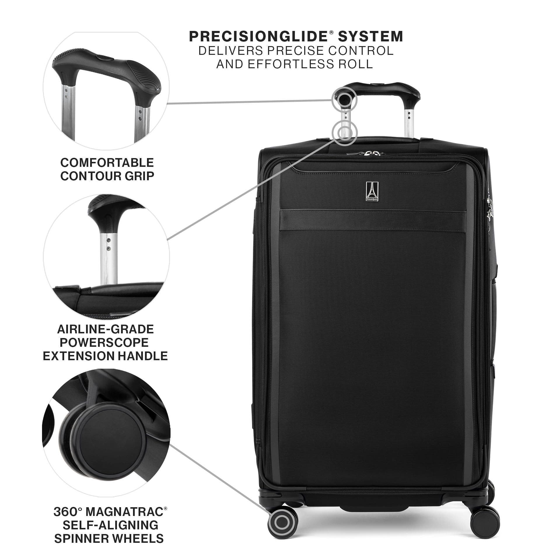 TRAVELPRO Versapack + Lightweight Softside Expandable 29" Large Check In Spinner Luggage, Alternate, color, Black