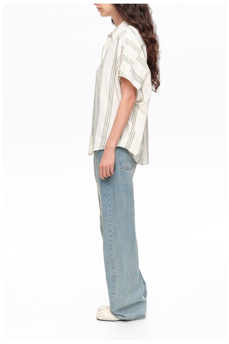 Striped Button-Up Shirt, Alternate, color, GREEN
