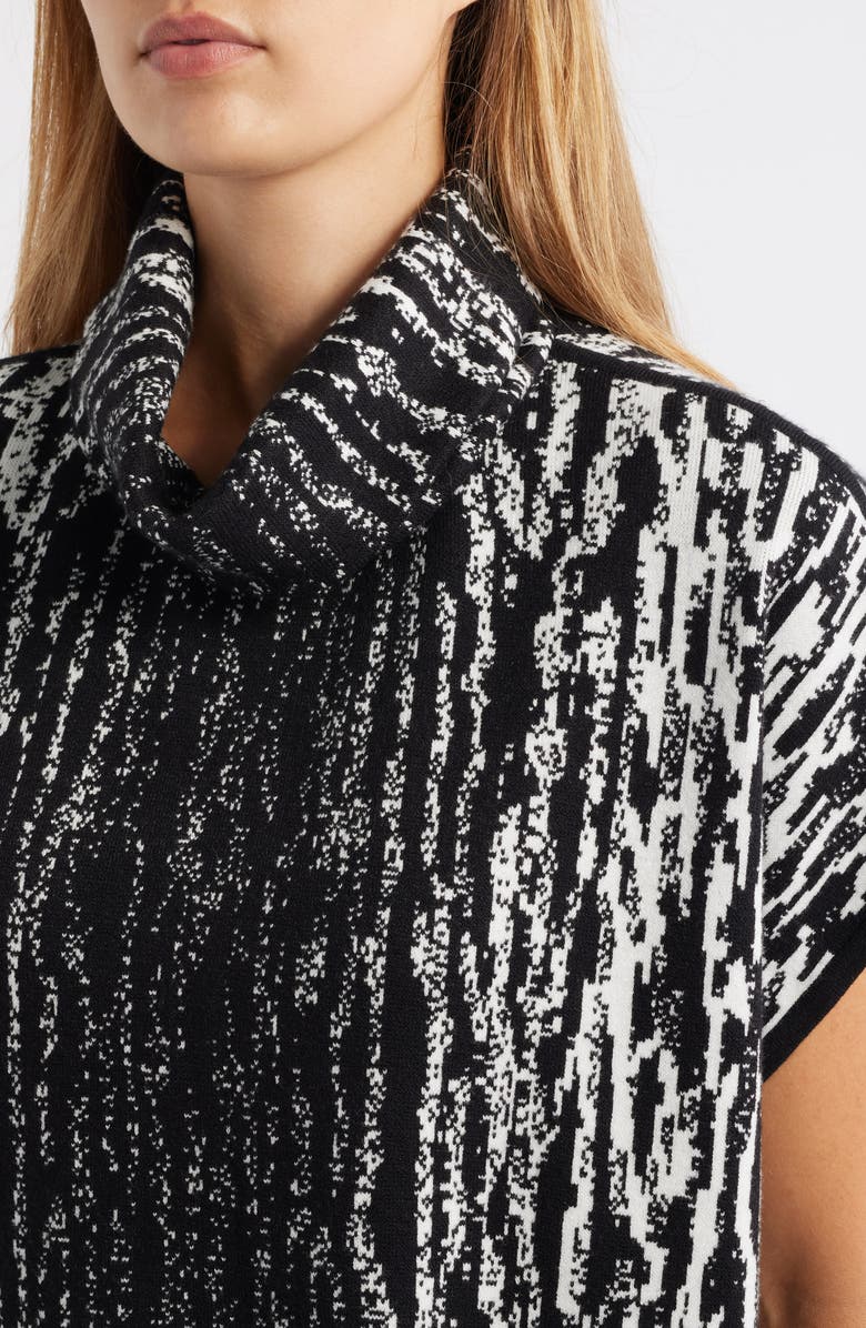 Anne Klein Animal Stripe Short Sleeve Tunic Sweater, Alternate, color, 