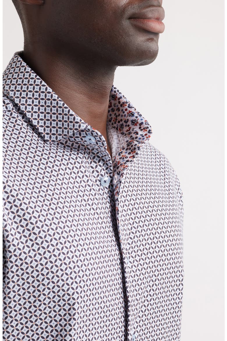Flower Mosaic Stretch Cotton & Lyocell Button-Up Shirt, Alternate, color, LIGHT BLUE