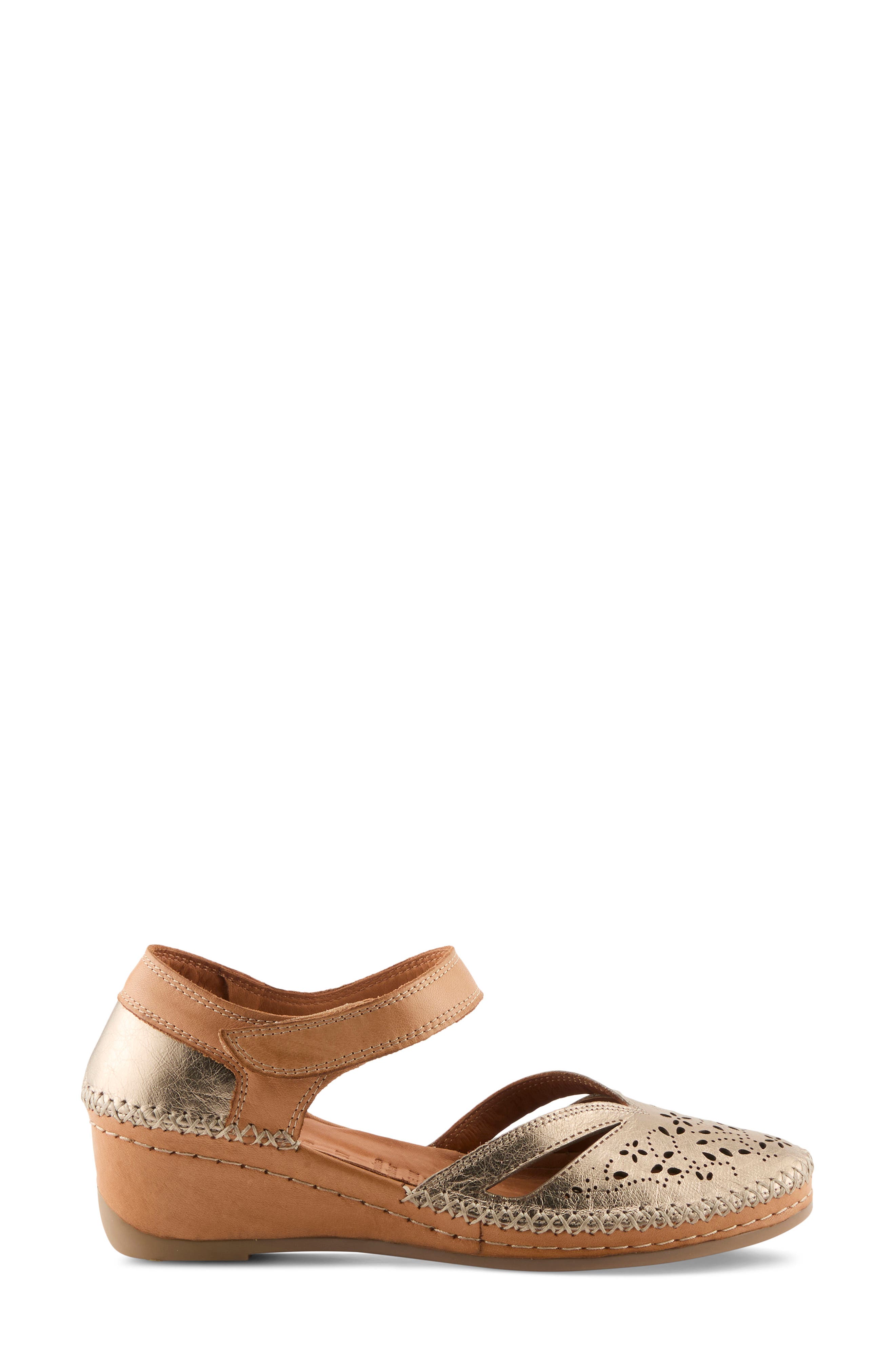 Ezlyn Ankle Strap Wedge Pump, Alternate, color, BRONZE MULTI
