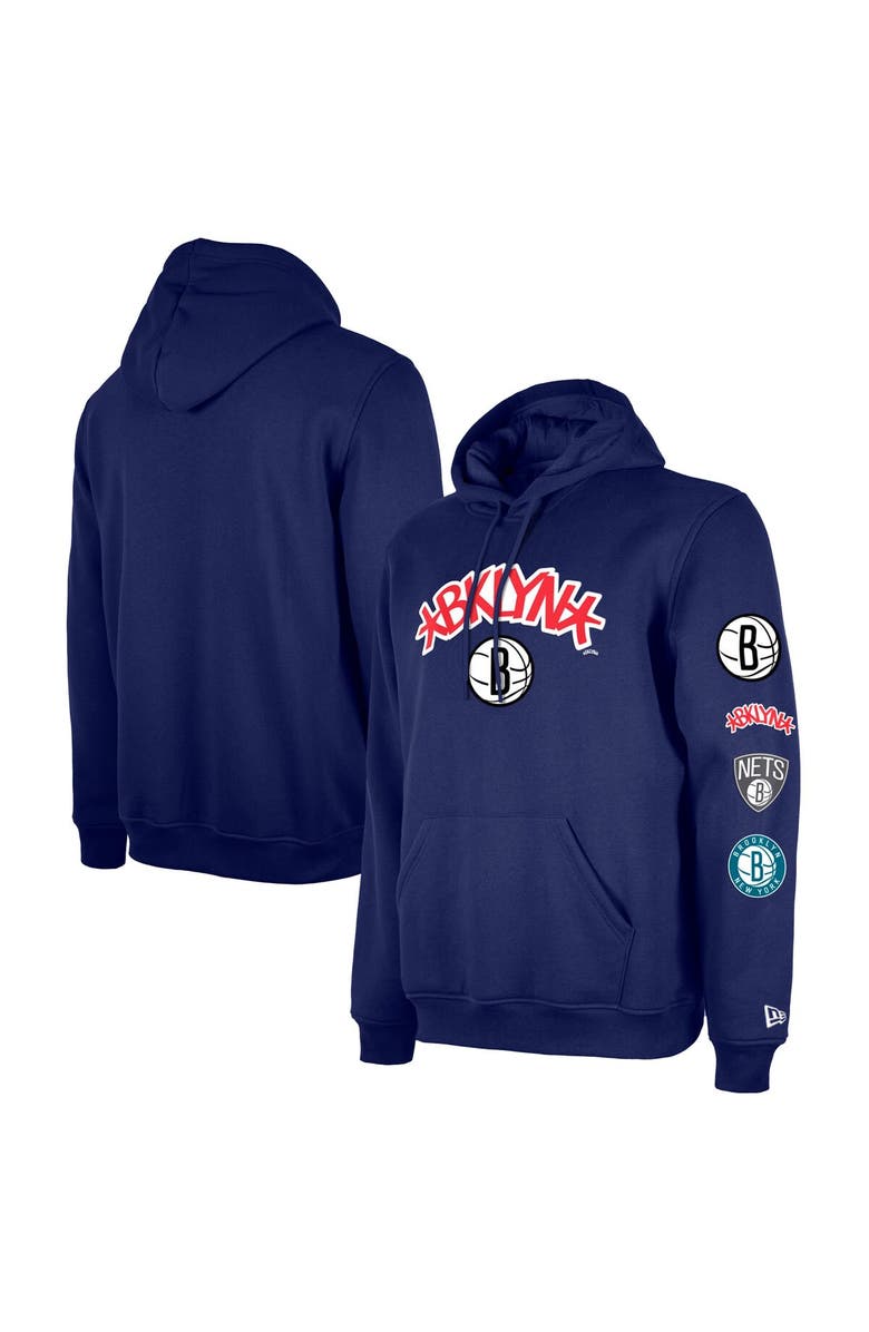 New Era Men's New Era Blue Brooklyn Nets 2023/24 City Edition Pullover Hoodie, Main, color,