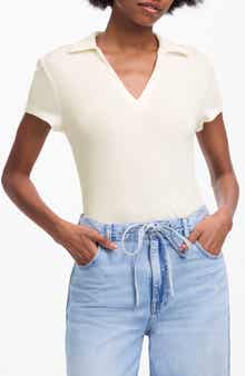 Madewell V-Neck Rib Polo Top