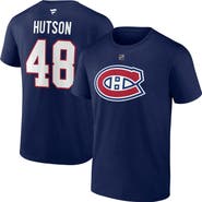 FANATICS Men's Fanatics Lane Hutson Navy Montreal Canadiens Authentic Stack Name & Number T-Shirt